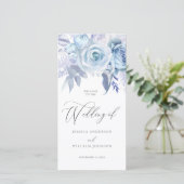 Divine Dusty Blue Floral Wedding Programme (Debout devant)