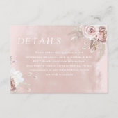 Divine Dusty Roos Blush Waterverf Wedding Details Informatiekaartje (Voorkant)
