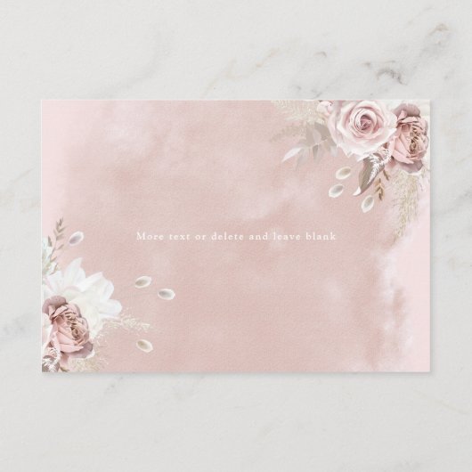 Divine Dusty Roos Blush Waterverf Wedding Details Informatiekaartje (Achterkant)