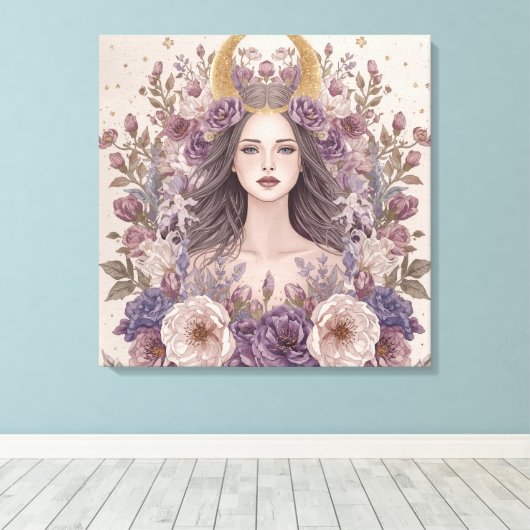 Divine Feminine Boho Wall Art | Sacred Canvas Afdruk (Insitu (Houten vloer))