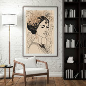 Divine Goddess Line Art Poster