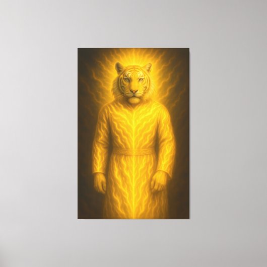 Divine Golden Tiger Guardian – Sacred Humanoid Spi Canvas Afdruk (Voorkant)