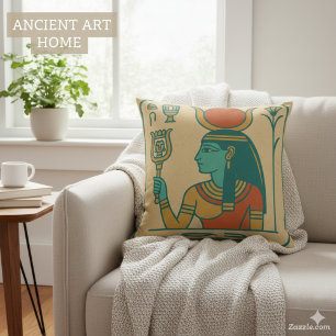 Divine Hathor Egyptische kunst en symbolen Kussen