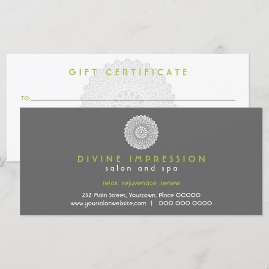 Divine Impression Green Cadeft Certificate (Voorkant / Achterkant)