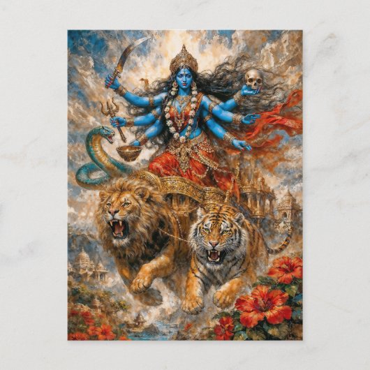 Divine Kali Chariot Briefkaart (Voorkant)