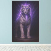 Divine Lightning White Tiger – Celestial Power Fan Canvas Afdruk (Insitu (Houten vloer))