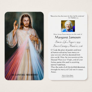 Divine Mercy Catholic Funeral Memorial Holy Card -