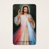 Divine Mercy Catholic Funeral Memorial Holy Card - (Devant)