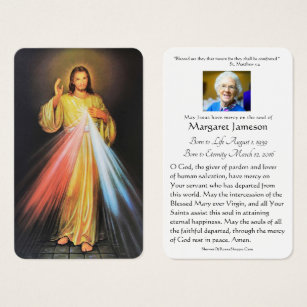 Divine Mercy Catholique Funéraire Carte Sainte -