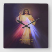 Divine Mercy Gold Vierkante Klok (Voorkant)