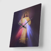 Divine Mercy Gold Vierkante Klok (Hoek)