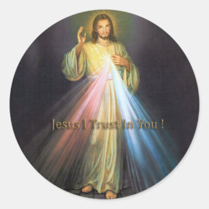 DIVINE MERCY JESUS IK VERTROUW IN JE RONDE STICKER