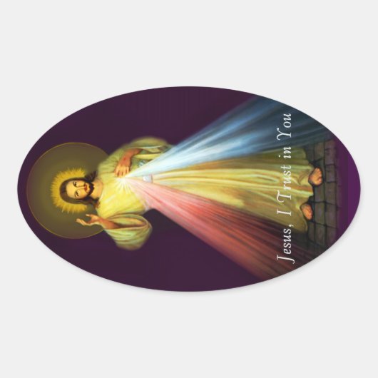 Divine Mercy Jesus Oval Stickers (Voorkant)