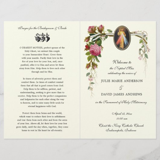 Divine Mercy Programme de mariage de masse catholi (Devant)