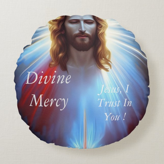 Divine Mercy Rond Kussen (Voorkant)