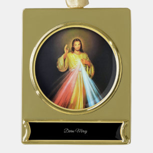 Divine Mercy Verguld Banner Ornament