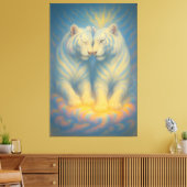Divine Mirror White Tigers – Celestial Symmetry Ar Canvas Afdruk (Insitu (Woonkamer))