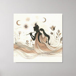 Divine Radha Krishna Canvas Art Afdruk