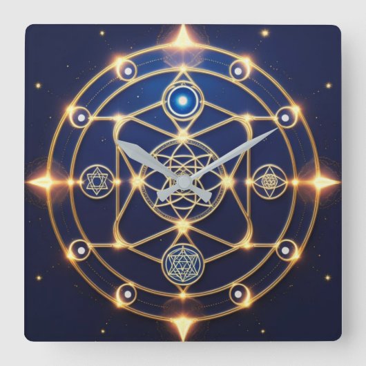 Divine Radiance – 5: Illuminated Universal Energy Vierkante Klok (Voorkant)
