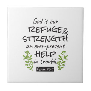 Divine Refuge - Psalm 46:1 voor Spiritueel Comfort Tegeltje