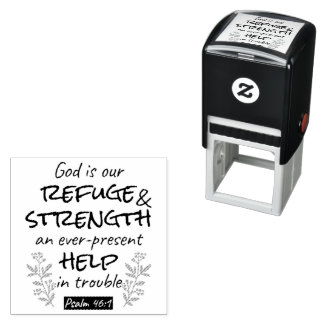 Divine Refuge - Psalm 46:1 voor Spiritueel Comfort Zelfinktende Stempel