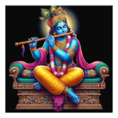Divine Serene Krishna Flute Art Foto Afdruk (Voorkant)