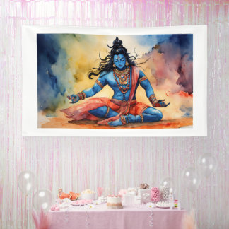 Divine Shiva Banner: Heilige kunst voor je ruimte Spandoek
