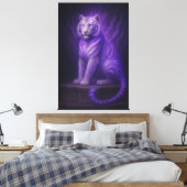 Divine Temple White Tiger – Purple Lightning Celes Canvas Afdruk (Insitu (Slaapkamer))