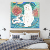 Divine White Tiger of the Moonlit Ring Canvas Afdruk (Insitu (Slaapkamer))