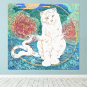 Divine White Tiger of the Moonlit Ring Canvas Afdruk (Insitu (Houten vloer))