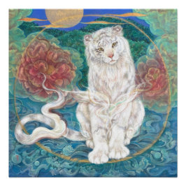 Divine White Tiger of the Moonlit Ring Perfect Poster