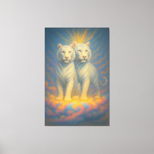 Divine White Tiger Royals – Twin Guardians of the  Canvas Afdruk (Voorkant)