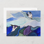 Diving Gannets Painting Postcard Briefkaart (Voorkant / Achterkant)