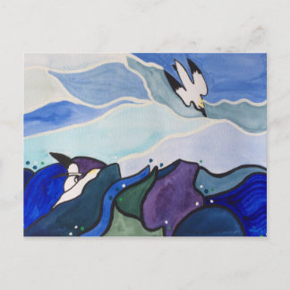 Diving Gannets Painting Postcard Briefkaart