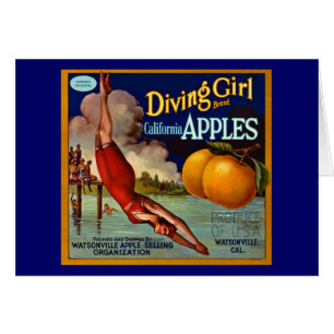 Diving Girl Apples - Etiket voor fruitkratten