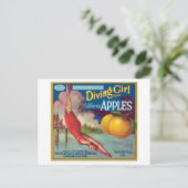 Diving Girl  Apples Label Briefkaart (Staand voorkant)