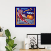 Diving Girl Apples Poster (Thuiskantoor)