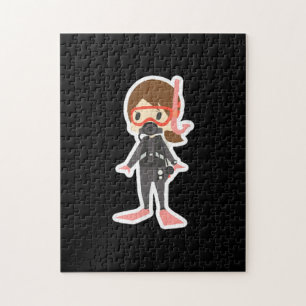 Diving I Love Snorkeling Swimming Girl Kinder Legpuzzel
