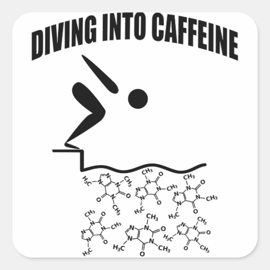 Diving in cafeïne vierkante sticker (Voorkant)