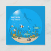 Diving Instructor deep zee duikbedrijf Vierkante Visitekaartje (Voorkant)