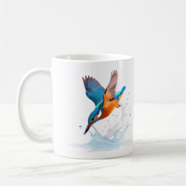 Diving Kingfisher Vibrant Wildlife Art Koffiemok