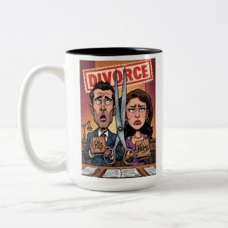 Divorce Announcement on Mug Tweekleurige Koffiemok