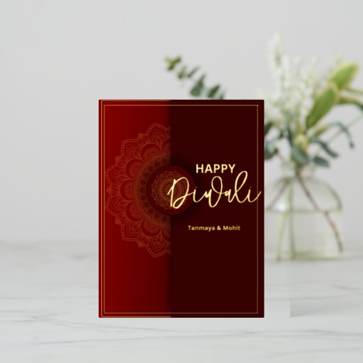 Diwali-begroetingen Folie Feestdagen Briefkaart (Staand Voorkant)