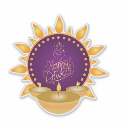 Diwali Custom-Cut Vinyl Sticker (Voorkant)