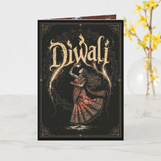 Diwali Dansende Vrouw Met Lamp Kaart