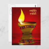 Diwali Diya - Lichtlamp Briefkaart (Voorkant / Achterkant)