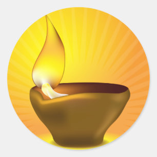 Diwali Diya - Oil lamp for dipawali celebration Ronde Sticker