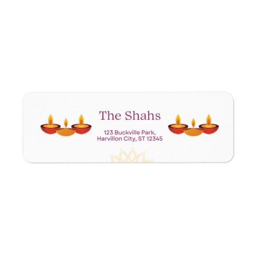 Diwali Diya retouradreslabels Etiket (Voorkant)