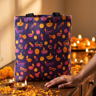 Diwali-feest Cute Handgetekend Favor Geschenk Draagtas