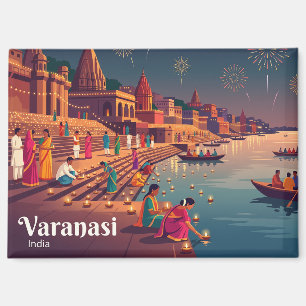 Diwali-festival, Varanasi India Magneet